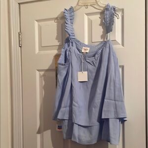 NWT Hayden Sky Blue Ruffled Blouse